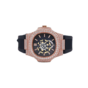 Reloj de Lujo para Hombre Estilo Hip Hop Americano con Diamantes de Imitación, Moissanita y Pedrería Plateada de Laboratorio - Product Image 1