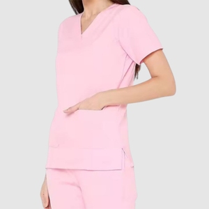 Ensemble de blouses médicales roses sur mesure pour femmes, col en V, uniforme d'hôpital, tenue de travail pour infirmières, manches courtes, blouses chirurgicales - Product Image 2