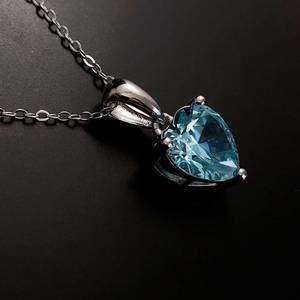 Collar de Plata de Ley con Corazón de Aguamarina, Piedra de Nacimiento de Marzo, Regalo de Cumpleaños, Navidad, 10.º Aniversario para Mujer - Product Image 2