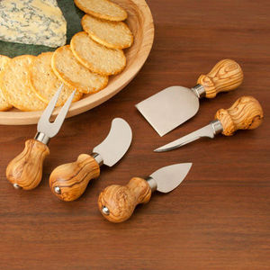 Ensembles de couteaux à fromage en acier inoxydable, outils de service, collection de cuisine, ensembles de couteaux à fromage haut de gamme avec manche en bois, boîte cadeau - Product Image 5