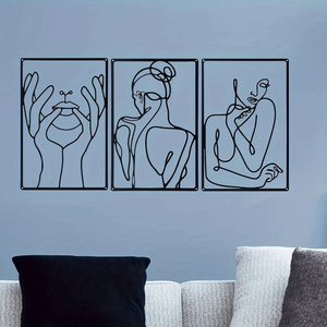 CIFbuy Set di 3 Pezzi Arte Murale Astratta in Metallo, Decorazione Minimalista con Disegni a Linee per Interni ed Esterni, Motivo Verticale, Regalo per le Feste, Servizio di Selezione - Product Image 2