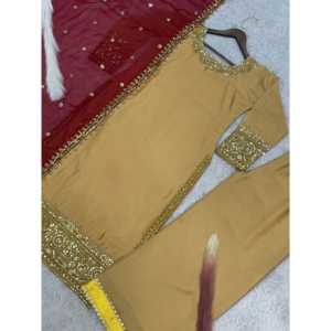 Fancy Plazzo <b>Top</b> <b>with</b> Embroidery and <b>Sequin</b> Work Indian Pakistani Clothing <b>with</b> Dupatta - Product Image 5