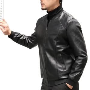 Men's Black PU Leather Moto <b>Jacket</b> Stand Collar Zipper Closure <b>Slim</b> <b>Fit</b> Affordable men's winter leather <b>jacket</b> New style - Product Image 3