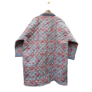 Handmade Organic Cotton Burfi Style Quilted Bathrobe Kimono <b>Dress</b> Floral Print Women's Eco-Friendly Vintage Warm Jacket Soft - Product Image 5