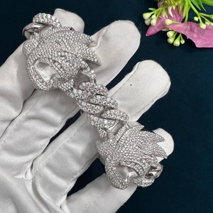Indian Supplier Moissanite Diamond Iced Out Cuban <b>Chain</b> Bracelet For Men Women Hip Hop Party Fashion Jewelry Available For Sale - Product Image 3