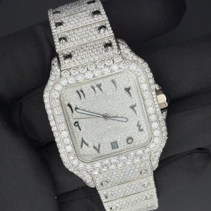 Montre Hip Hop pour homme 41 mm avec diamants Moissanite VVS 1 de qualité supérieure, mouvement automatique à quartz, cadran arabe, montre blanche - Product Image 2