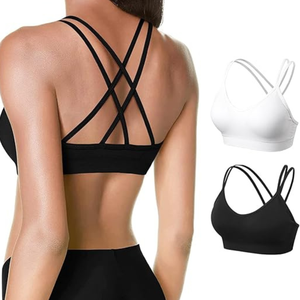 Women <b>Racerback</b> Breathable Sports <b>Bra</b> Quick Dry High Support Seamless Yoga Gym Running Front Logo - Product Image 2