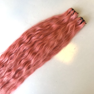 Paquet de cheveux humains ondulés naturels humains de luxe Extensions de cheveux humains Couleur rose vif - Product Image 6