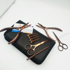 Herramientas para Extensiones de Cabello, Kit de Pinzas de Acero Inoxidable, Clips Color Oro Rosa, Tijeras de 2 Orificios con Agarre, Uso Comercial - Product Image 3