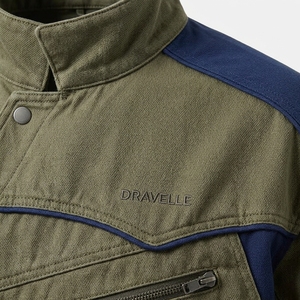 Blouson Biker Asymétrique Color Block Homme Personnalisé en Toile Délavée Vintage Col Montant Style Moto Streetwear Manteau d'extérieur - Product Image 6