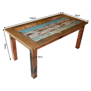 DIVADI <b>Dining</b> <b>Table</b> Java Style KD Leg Rectangular Model Reclaimed Boat Wood Sustainable Design EcoFriendly For Indoor or Outdoor - Product Image 2