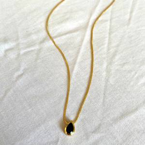 Onyx Teardrop Pendant Sterling Silver Pendant Gold Plated <b>Chain</b> Black Stone Jewelry Handmade Wholesale Supplier - Product Image 5