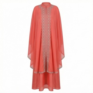 2025 OEM Kimono Abaya pour femmes musulmanes, en tissu polyester épais, doux et très extensible, col en V, manches longues, pour fêtes, Ramadan, mariages - Product Image 1