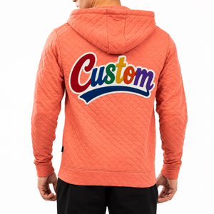 Ensembles de sweats à capuche zippés personnalisés style streetwear avec logo en patch sergé, sweat à capuche matelassé en polaire polyester pour hommes - Product Image 3