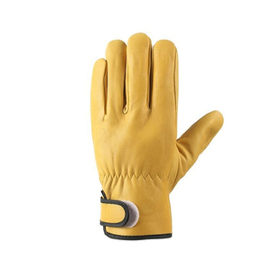 Yellow Vintage Breathable Goat Leather Safety <b>Driving</b> <b>Gloves</b> for Four Seasons Work - Product Image 2