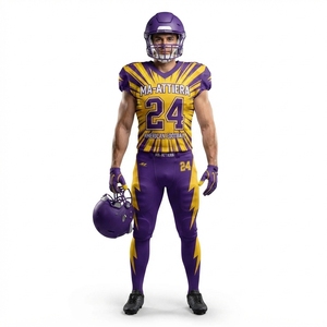 Custom Purple Gold American Football Uniform <b>Padded</b> Jersey <b>Pants</b> Set Team Sports Apparel - Product Image 1
