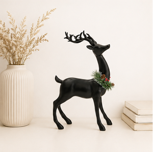 Unique Matte Black Resin Reindeer Sculpture Elegant <b>Christmas</b> Elk Figurine For Tabletop Home Decor Nordic Style Festive Reindeer - Product Image 2