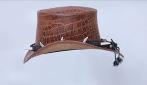 Chapeau de cowboy vintage en cuir, style western, pour ranch, équitation, rodéo, extérieur, mode, à large bord, fait main, qualité durable - Product Image 2