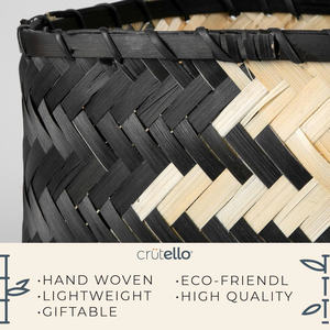 Cestas de Almacenamiento de Bambú Tejido, Juego de 3 Cestas de Bambú con Patrón Natural y Negro para Almacenamiento y Organización, Cesta Estilo Boho - Product Image 4