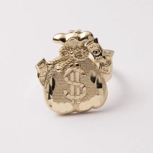 Bague de cocktail en laiton plaqué or véritable 24 carats, style hip-hop, unisexe, bague tendance, à porter au quotidien, cadeau, bijoux - Product Image 3