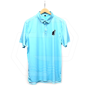 Men's Light <b>Blue</b> Striped Short Sleeve <b>Polo</b> <b>Shirt</b> With Embroidered Logo Quick Dry Knitted Premium Quality Custom <b>Shirt</b> - Product Image 1