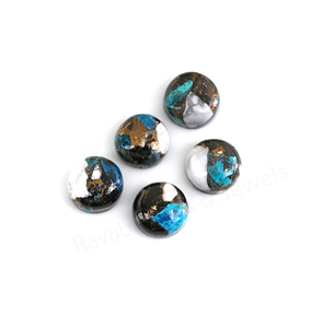 Turquesa Kingman Blanca Natural de Cobre, 12mm, Cabujón Redondo Liso de Alto Brillo para Joyería y Colgantes - Product Image 2