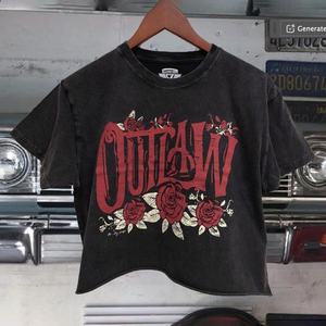 Camiseta Unisex Oversize con Efecto Ácido, Estilo Hip Hop, Manga Corta, Hombros Caídos, Estampado Personalizado, 100% Algodón, Vintage - Product Image 1