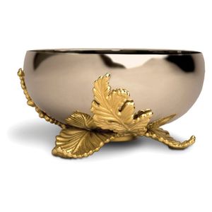Elegant Silver & Gold Serving Bowl Decorative Leaf Base Metal Fruit Nut Bowl for Home Hotel Restaurant <b>Tabletop</b> Decor Luxury - Product Image 1