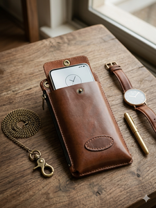 Funda Larga para Teléfono Móvil, Hecha a Mano con Cuero Genuino de Primera Calidad, con Botón, Ecológica, Multifuncional, con Ranuras para Tarjetas y Efectivo - Product Image 2