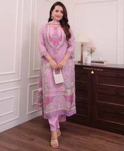 KV <b>Women's</b> Printed Embroidered Embellished Reversible Wrinkle-Free <b>Silk</b>/Rayon Traditional Autumn Kurta <b>Trousers</b>/Pant Dupatta Set - Product Image 5