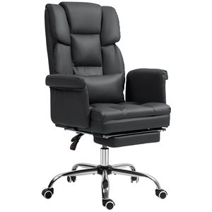 Sedia da Ufficio Direzionale Reclinabile in Pelle PU con Supporto Lombare Ergonomico e Base Girevole in Nylon - Product Image 1