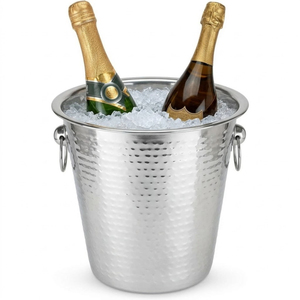 Seau à glace côtelé doré avec couvercle, en acier inoxydable à double paroi isolé, élégant récipient à vin électroplaqué pour bar - Product Image 4