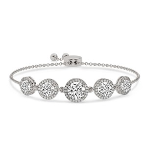 Bracelet en or 14 carats avec grappe de diamants, design halo, diamants ronds Lyna Five cultivés en laboratoire, disponible en 2 carats au total. - Product Image 3
