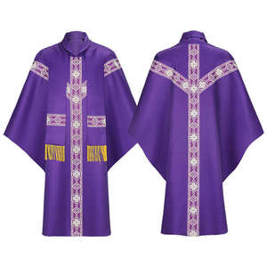 Chasuble de Prêtre Respirante Couleur Violette, Vêtement Liturgique Vintage, Robe, Cape, Haut de Gamme, Superbe Design, Fabriquée au Pakistan - Product Image 1