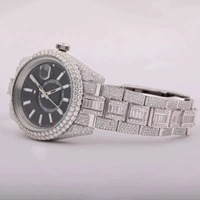 Montre de sport de luxe pour homme 41 mm, cadran glacé, gros diamants Moissanite, logo personnalisé, boîtier en acier inoxydable, mouvement à quartz, collection Hip Hop ETA