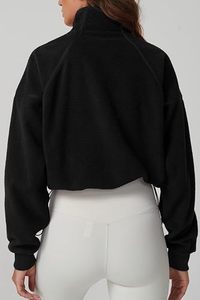 <b>Women's</b> <b>Black</b> Sherpa <b>Fleece</b> Quarter Zip Pullover Breathable Lined Soft Warm 200g Long Sleeve Sweatshirt Front Pocket Autumn 100% - Product Image 2