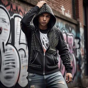 En stock sweat à capuche en polaire baggy double épaisseur pour homme sweat Streetwear sweat à capuche oversize pour homme pull à capuche pour garçon pour homme - Product Image 2