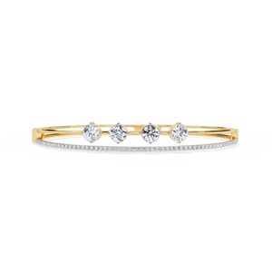 Aries Jewel 14k Solid <b>Gold</b> Designer Diamond <b>Bangle</b> IGI Certified Round Lab Grown Diamond Cut Bracelet Fine Jewelry Women - Product Image 2