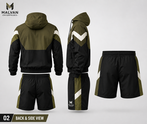 <b>Men</b> Autumn Casual Stand Hooded Windbreaker Set Hoodie <b>Short</b> <b>Jacket</b> Lightweight Water Resistant Zip Front Custom Logo Outdoor - Product Image 2