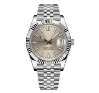 Bracelet Jubilé gris clair argenté en acier inoxydable et cuir, 36 mm 39 mm, mouvement Seiko NH35, montre de plongée de luxe, verre cristal, résistant à l'eau 50 m