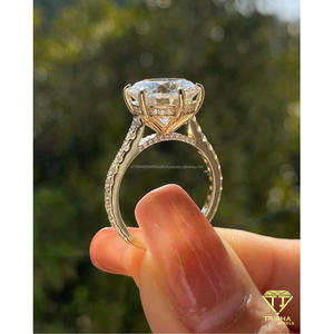Luxury Round Cut Moissanite Diamond <b>Ring</b> 925 Sterling <b>Silver</b> Gold Plated <b>Solitaire</b> Engagement Jewelry For Women - Product Image 2
