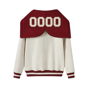 Nouveau style – Sweat à capuche grec de sororité blanc et bordeaux personnalisé avec logo brodé – Coton de haute qualité – Coupe oversize - Product Image 2