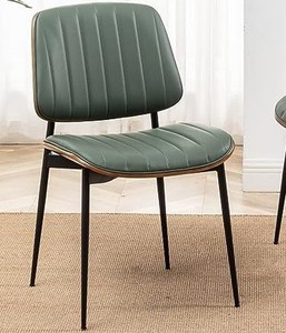 Chaise de salle à manger moderne en cuir PU avec pieds métalliques coniques, dossier solide, design mi-siècle, mobilier d'intérieur pour hôtel - Product Image 2
