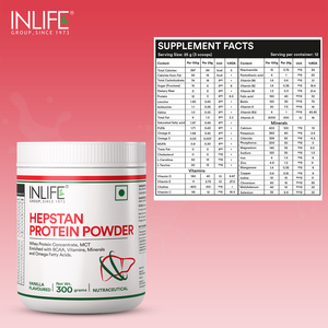 INLIFE Heptan <b>Vanilla</b> Whey <b>Protein</b> Powder 300 g Flavoured <b>Protein</b> Beverage Mix Powder for Adults Daily Use Bottle - Product Image 2