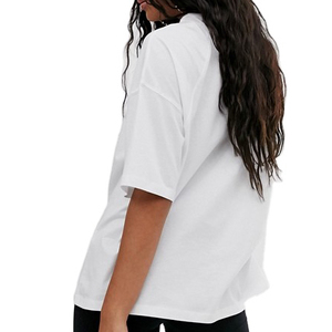 <b>Women's</b> Oversized <b>White</b> Cotton <b>T</b>-<b>Shirt</b> Crew Neck Short <b>Sleeve</b> Loose Fit Jersey Fabric All Seasons Breathable Solid Color - Product Image 5
