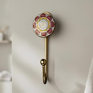Vintage Style Ceramic and <b>Metal</b> Single Wall Hook for <b>Clothing</b> Adjustable Eco-Friendly Waterproof Self-adhesive Installation - Product Image 1