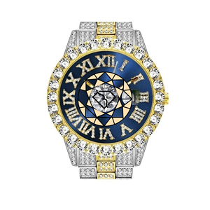 Reloj de Lujo para Hombre con Diamantes Moissanite, Pantalla Digital de Dos Tonos, Números Romanos, Movimiento de Cuarzo, VVS1, Pasa el Test de Diamantes - Product Image 3