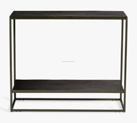 Table console industrielle moderne en métal avec rangement intégré, idéale pour l'entrée, le couloir, comme meuble d'appoint pour canapé, salon ou hôtel, pour usage intérieur.