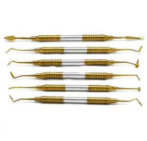 Juego de 6 Instrumentos Dentales de Doble Punta para Rellenos de Composite, Recubiertos de Titanio Dorado, Herramientas Manuales para Restauraciones - Product Image 2