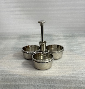 Plateau de service rotatif de luxe en acier inoxydable pour condiments, noix et snacks, avec poignée centrale, pour comptoir, bonbons et fruits secs - Product Image 3